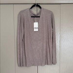 Zara Long Sleeve V-Neck Top - Mauve
